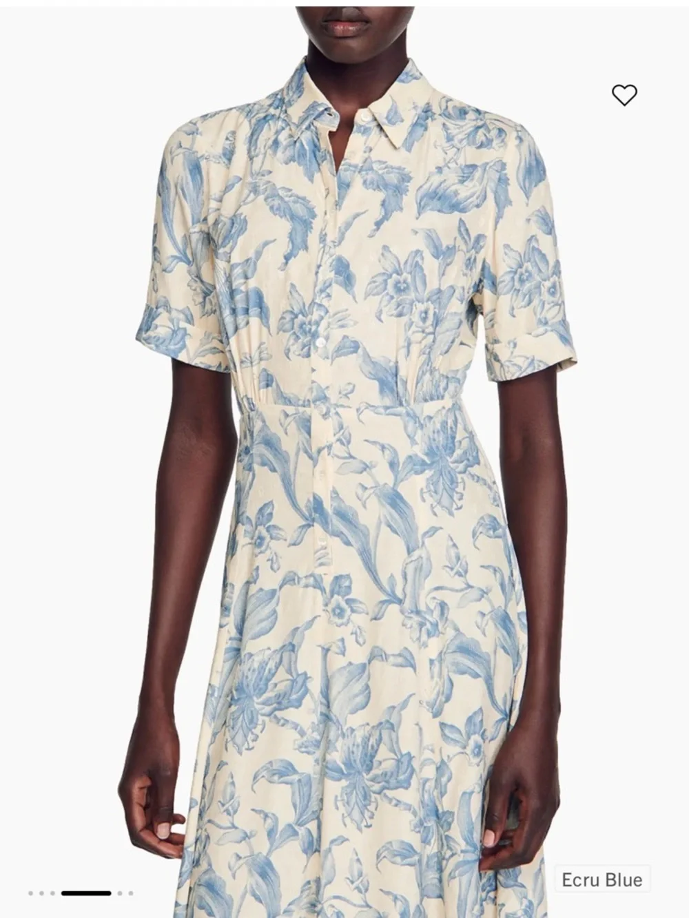 Sandro Josephine Collar Shirt Dress Contrasting Midi Dress Floral (MSRP: $455) - Picture 3 of 9